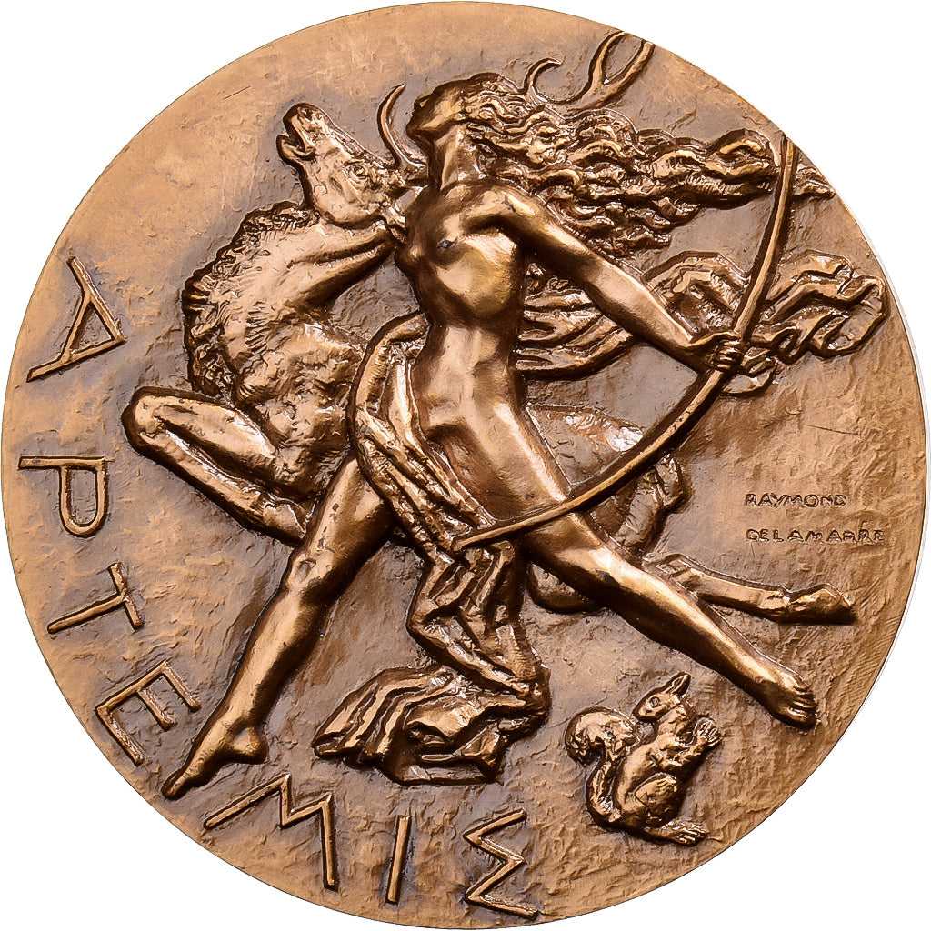 Francia, medaglia, Artemis, Déesse de la Chasse, Bronzo, Delamarre, SPL