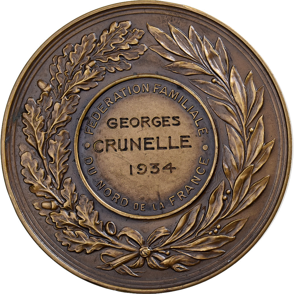 France, Medal, Fédération familiale du Nord de la France, 1934, Bronze