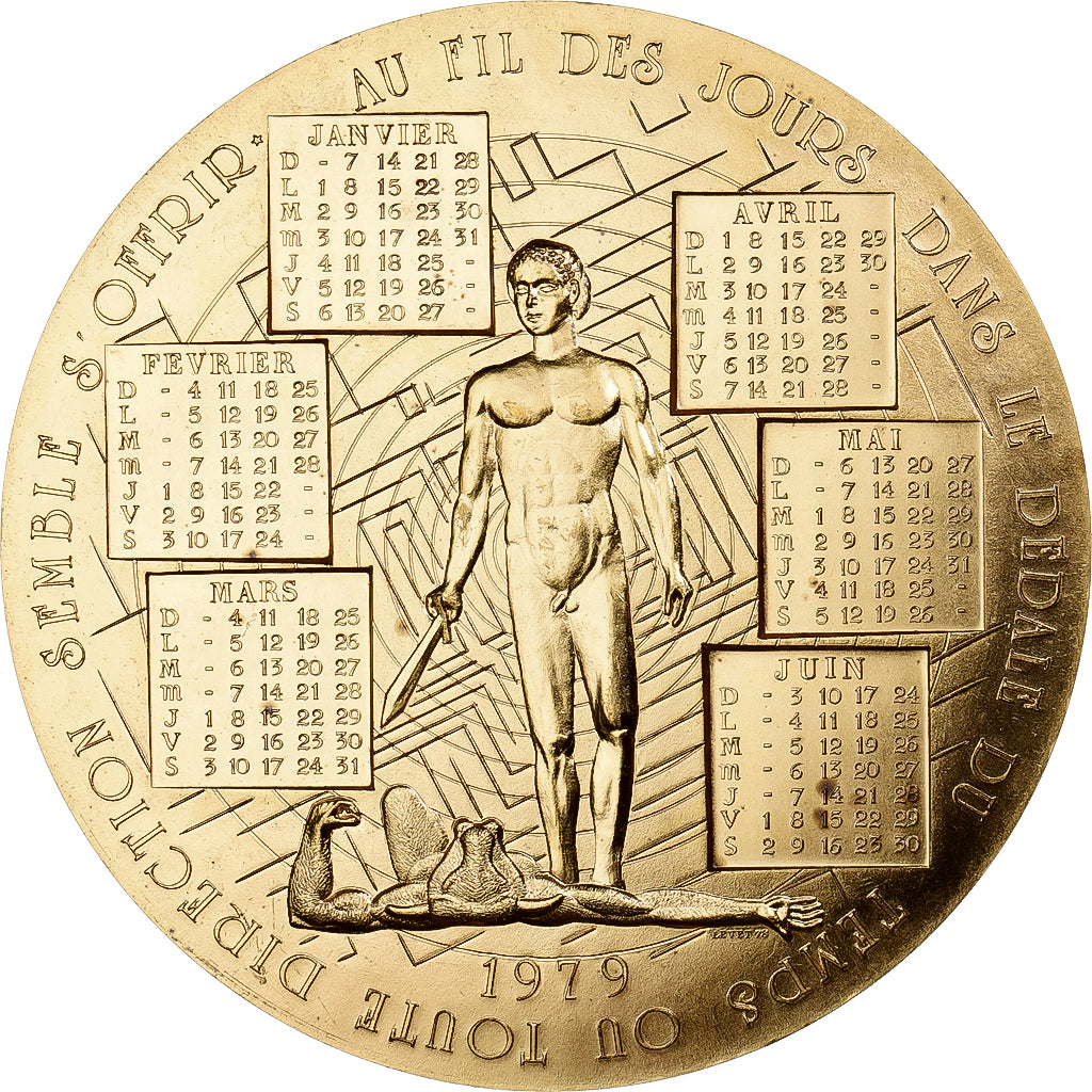 Francia, medaglia, Calendrier, Nouvelle Année, Ariane-Thésée, 1979, Bronzo