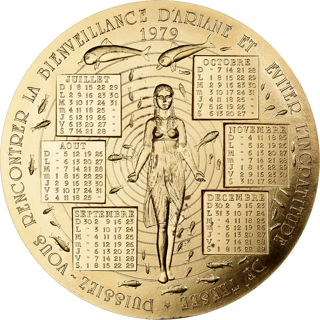 Francia, medaglia, Calendrier, Nouvelle Année, Ariane-Thésée, 1979, Bronzo