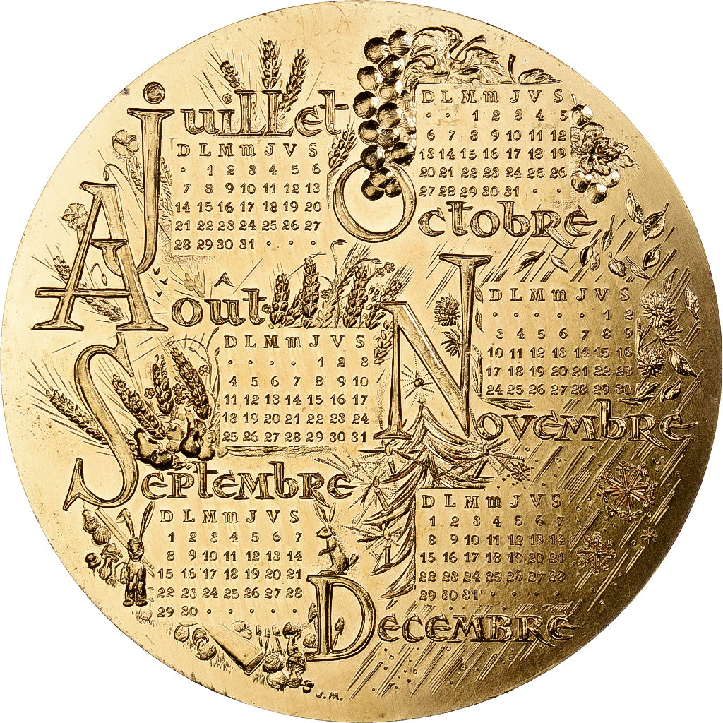 Francia, medaglia, Calendrier, Nouvelle Année, 1974, Bronzo, Mauviel, SPL