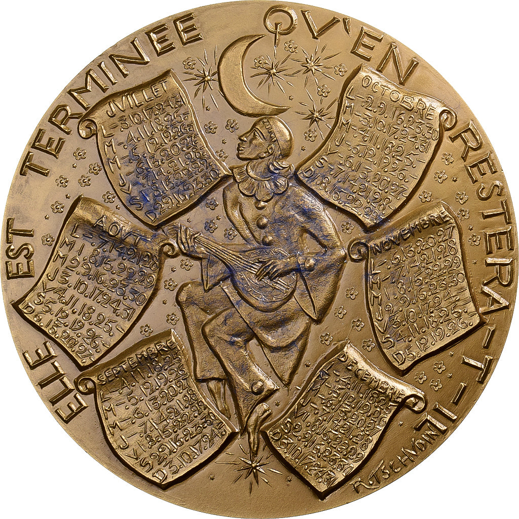 França, medalha, Calendrier, Arlequin et Pierrot, 1978, Bronze Florentin