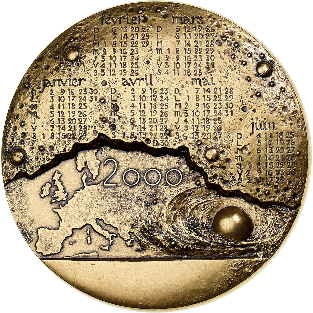 Francia, medaglia, Calendrier, Femme, Europe, 2000, Bronzo, Mayot, SPL-