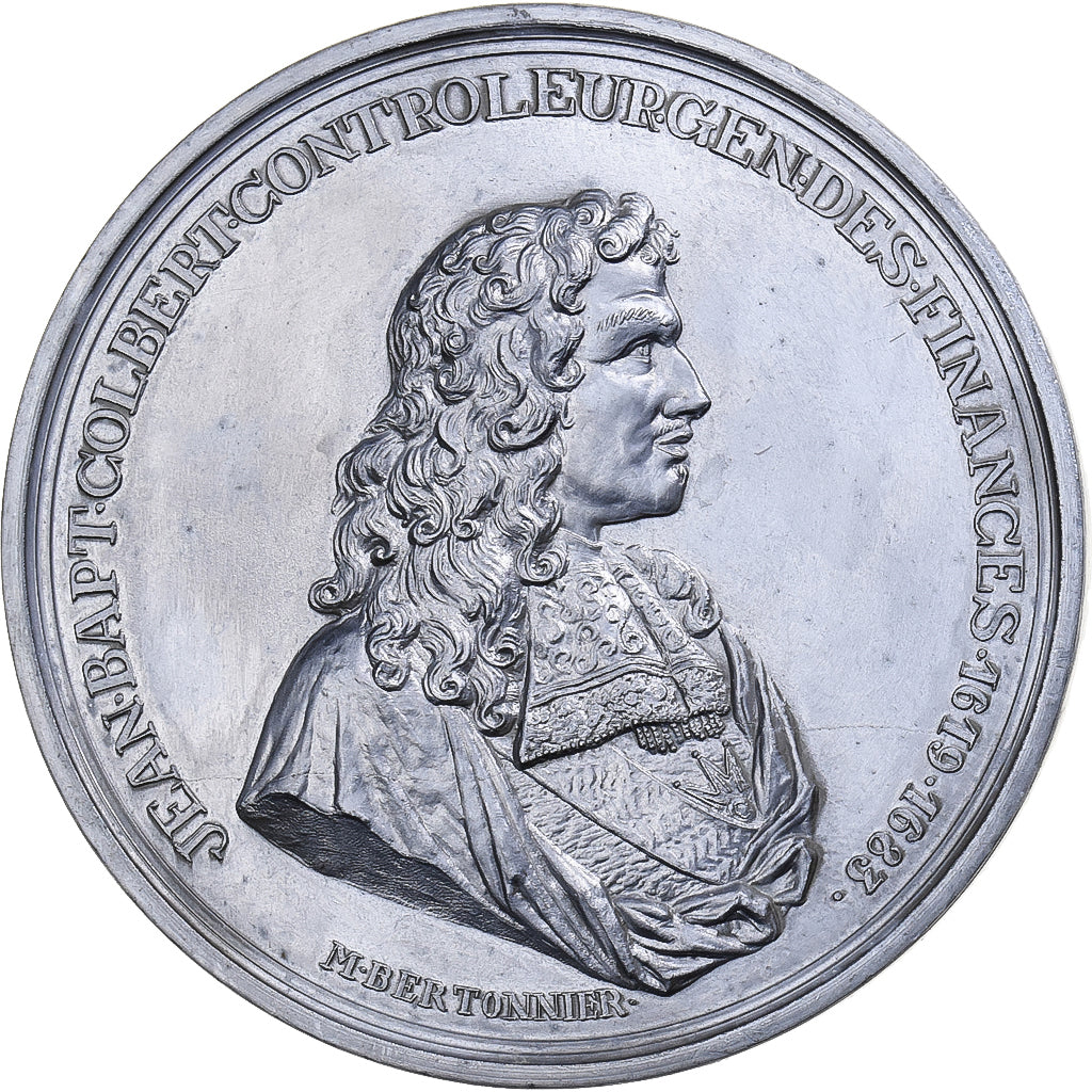 France, Medal, Jean-Baptiste Colbert, 300 ans de la mort de Colbert, 1983, Tin