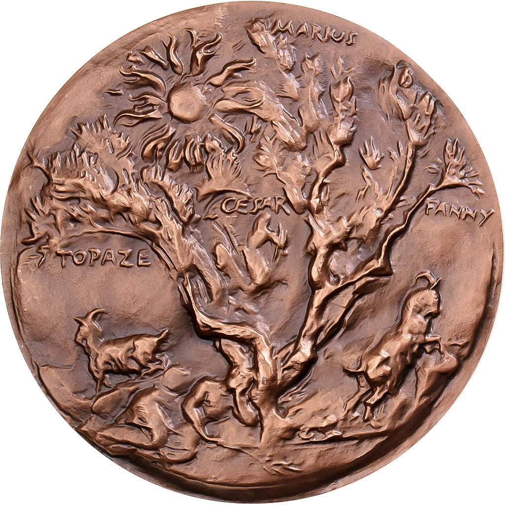França, medalha, Marcel Pagnol, Académie Française, 1975, Cobre, Corbin