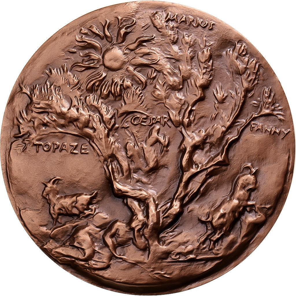 França, medalha, Marcel Pagnol, Académie Française, 1975, Cobre, Corbin