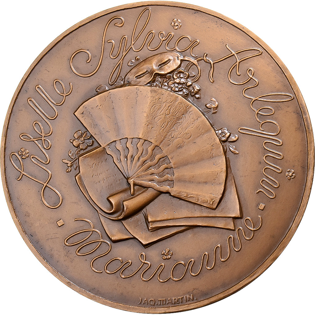 France, Medal, Marivaux, Bronze, Martin, MS(63)