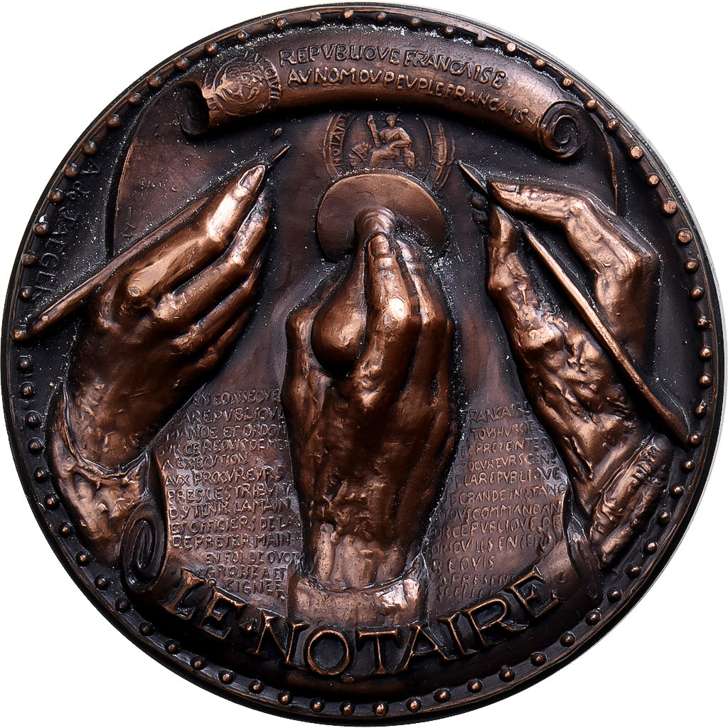 France, Medal, Art Moderne, Le Notaire, 1969, Copper, De Jaeger, AU(55-58)