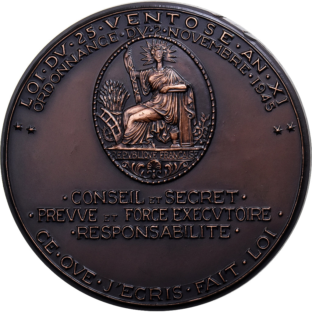 France, Medal, Art Moderne, Le Notaire, 1969, Copper, De Jaeger, AU(55-58)