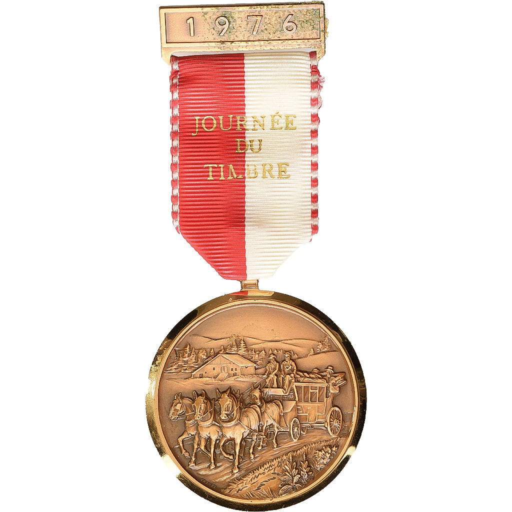 Francja, Journée du Timbre, medal, 1976, Doskonała jakość, Brązowy, 45