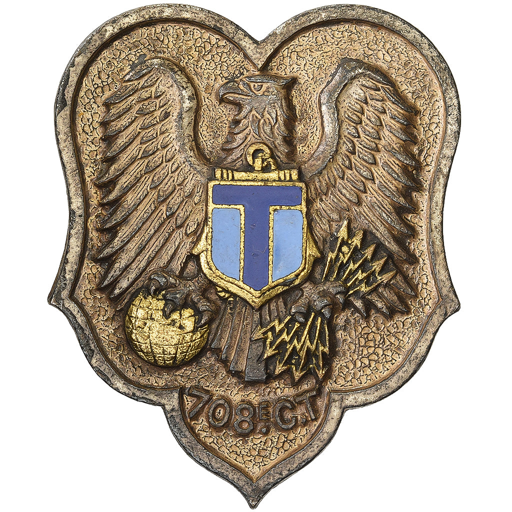 France, Insigne, 708ème Régiment de Transmission, Métal, TTB
