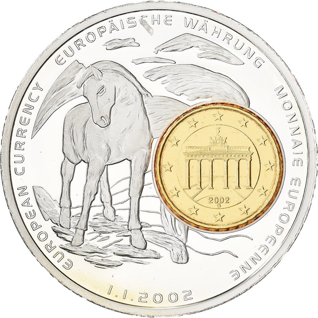 Allemagne, Médaille, Monnaies européennes, 2002, Cuivre plaqué Argent, SPL+