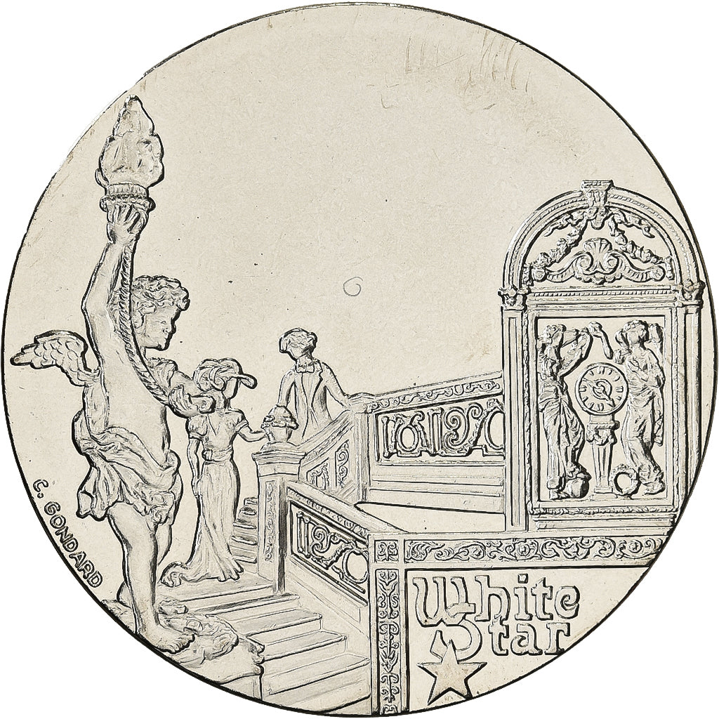 França, medalha, Titanic, Cobre-níquel, C. Gondard, MS(63)
