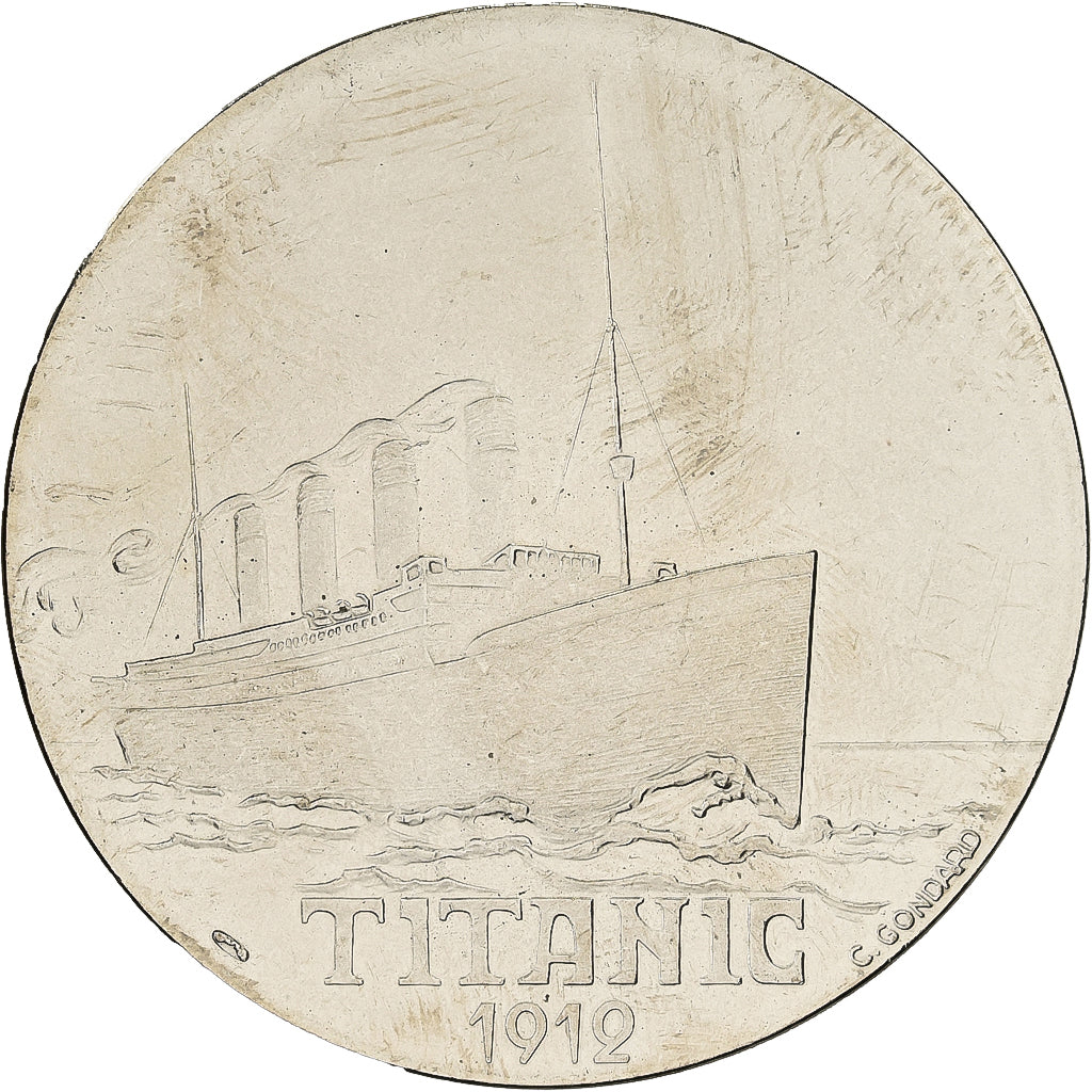 França, medalha, Titanic, Cobre-níquel, C. Gondard, MS(63)