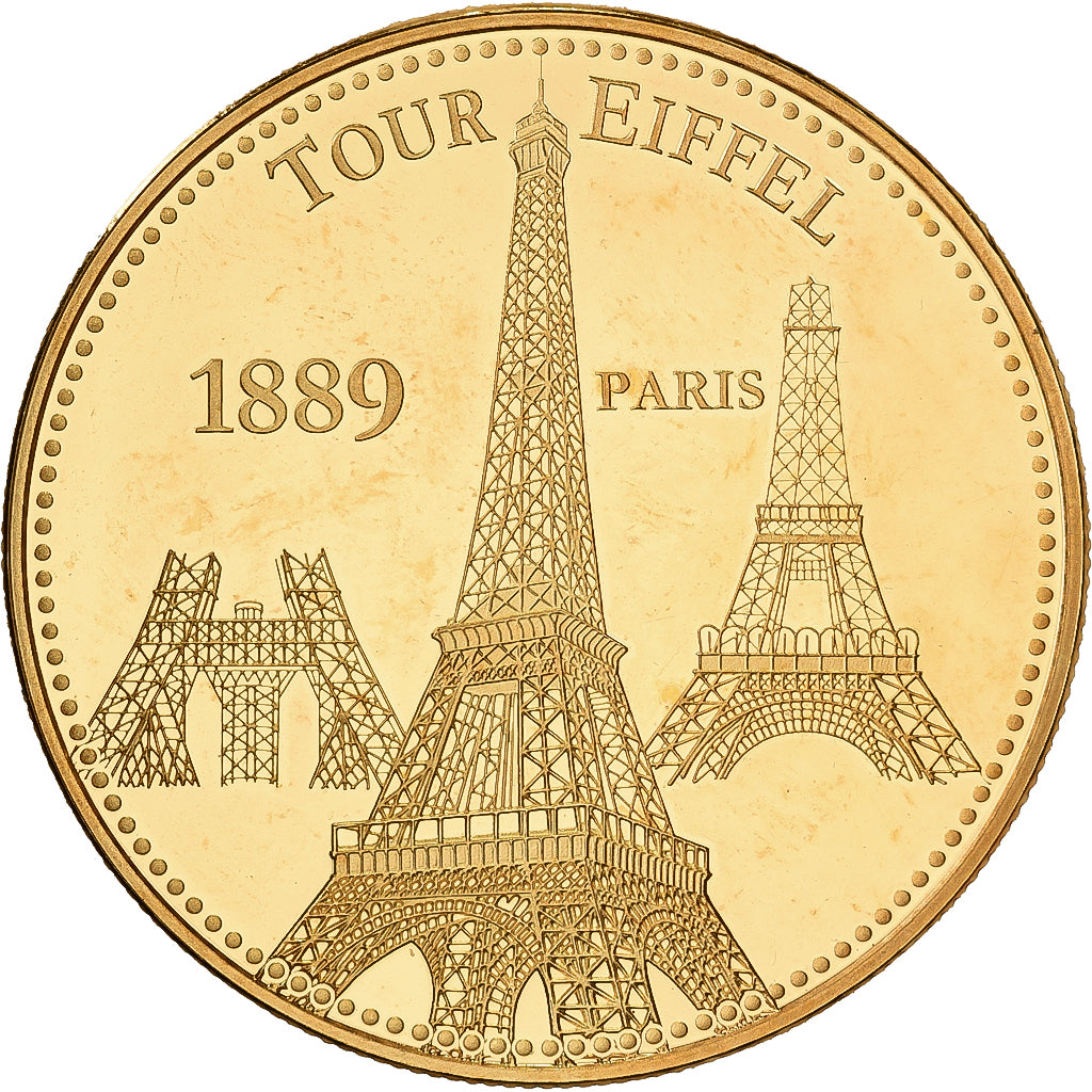 França, medalha, Paris - La Tour Eiffel, Cobre-Níquel Dourado, MS(63)