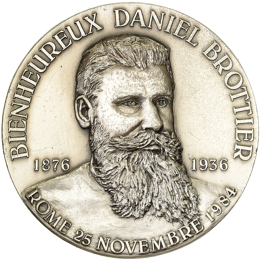 France, Medal, Religion, Bienheureux Daniel Brottier, Rome, 1984, Silvered