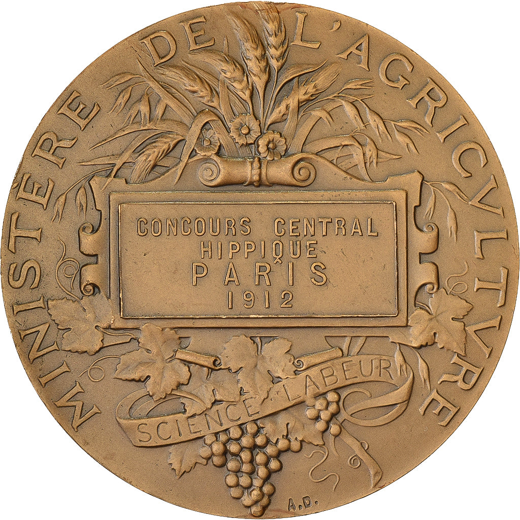 France, Médaille, Concours Central Hippique de Paris, 1912, Bronze, SPL