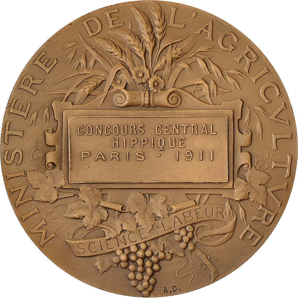 France, Médaille, Concours Central Hippique de Paris, 1911, Bronze, SUP