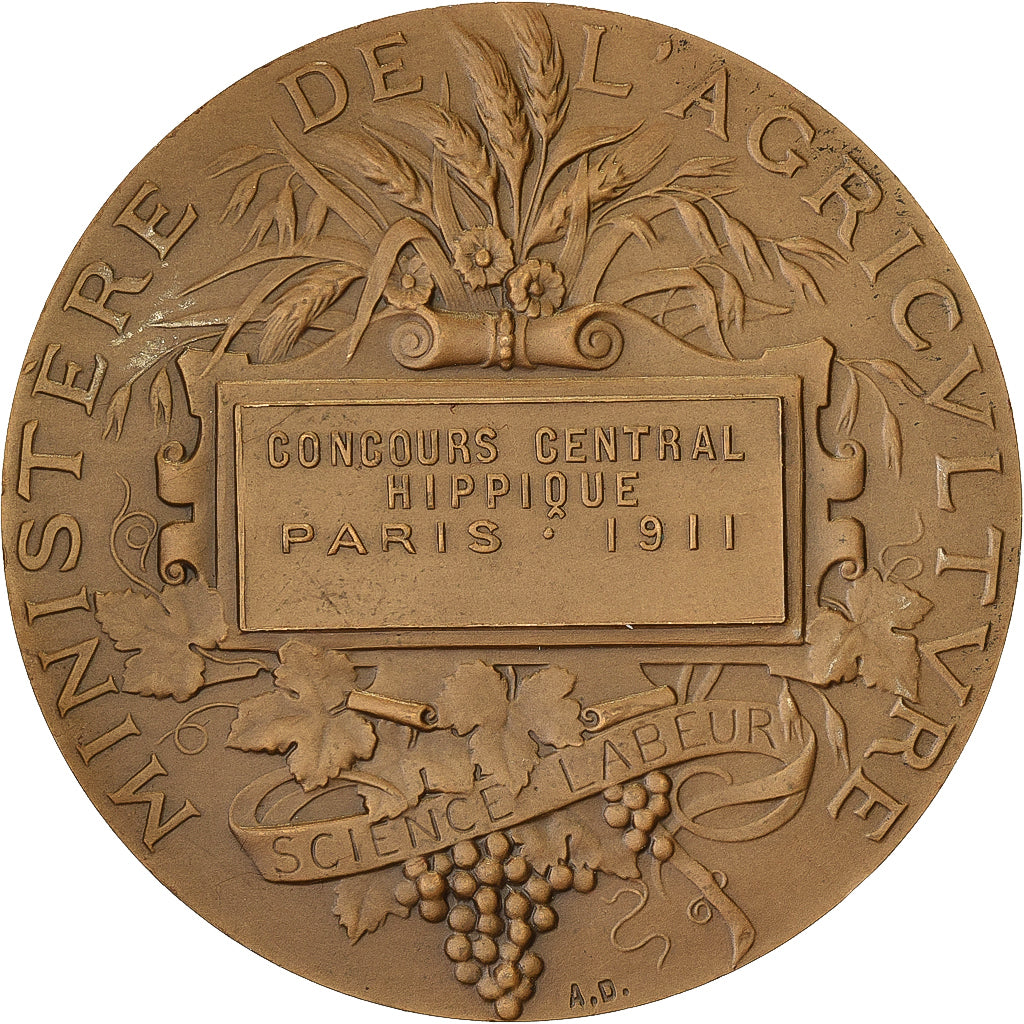 France, Médaille, Concours Central Hippique de Paris, 1911, Bronze, SPL