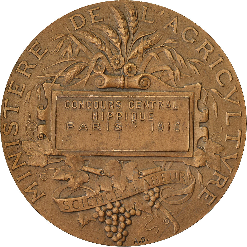Francia, medaglia, Concours Central Hippique de Paris, 1910, Bronzo, Alphée