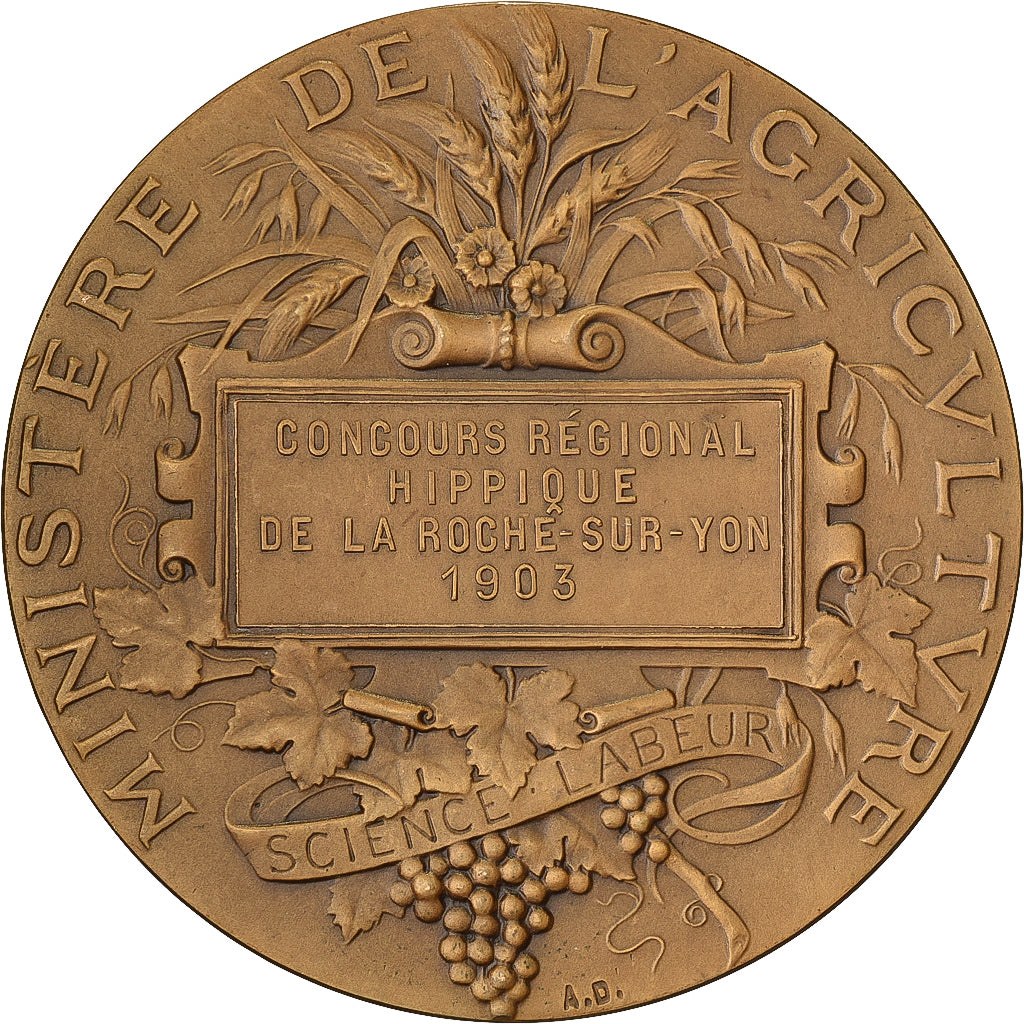 France, Medal, Concours Régional Hippique de La Roche-sur-Yon, 1903, Bronze
