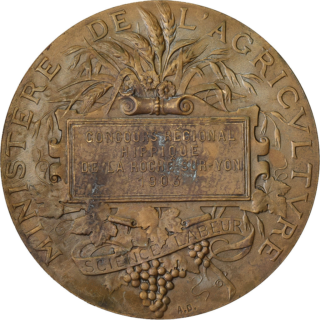 France, Medal, Concours Régional Hippique de La Roche-sur-Yon, 1903, Bronze