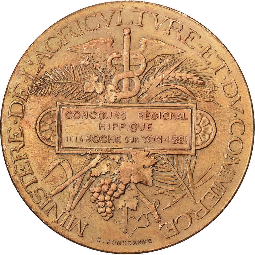 France, Medal, Concours Régional Hippique de La Roche-sur-Yon, 1881, Bronze