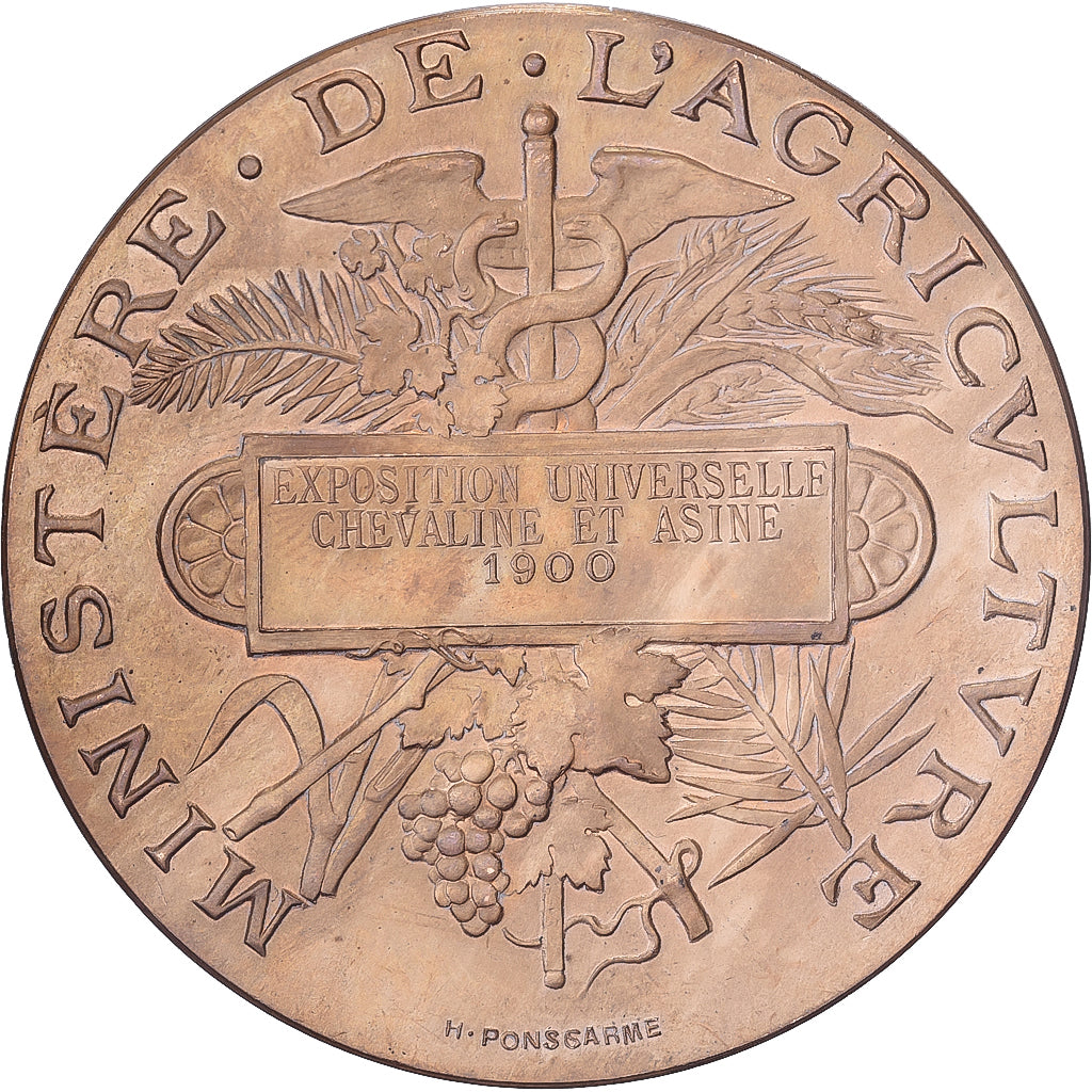 França, medalha, Exposition Universelle, Chevaline et Asine, 1900, Bronze