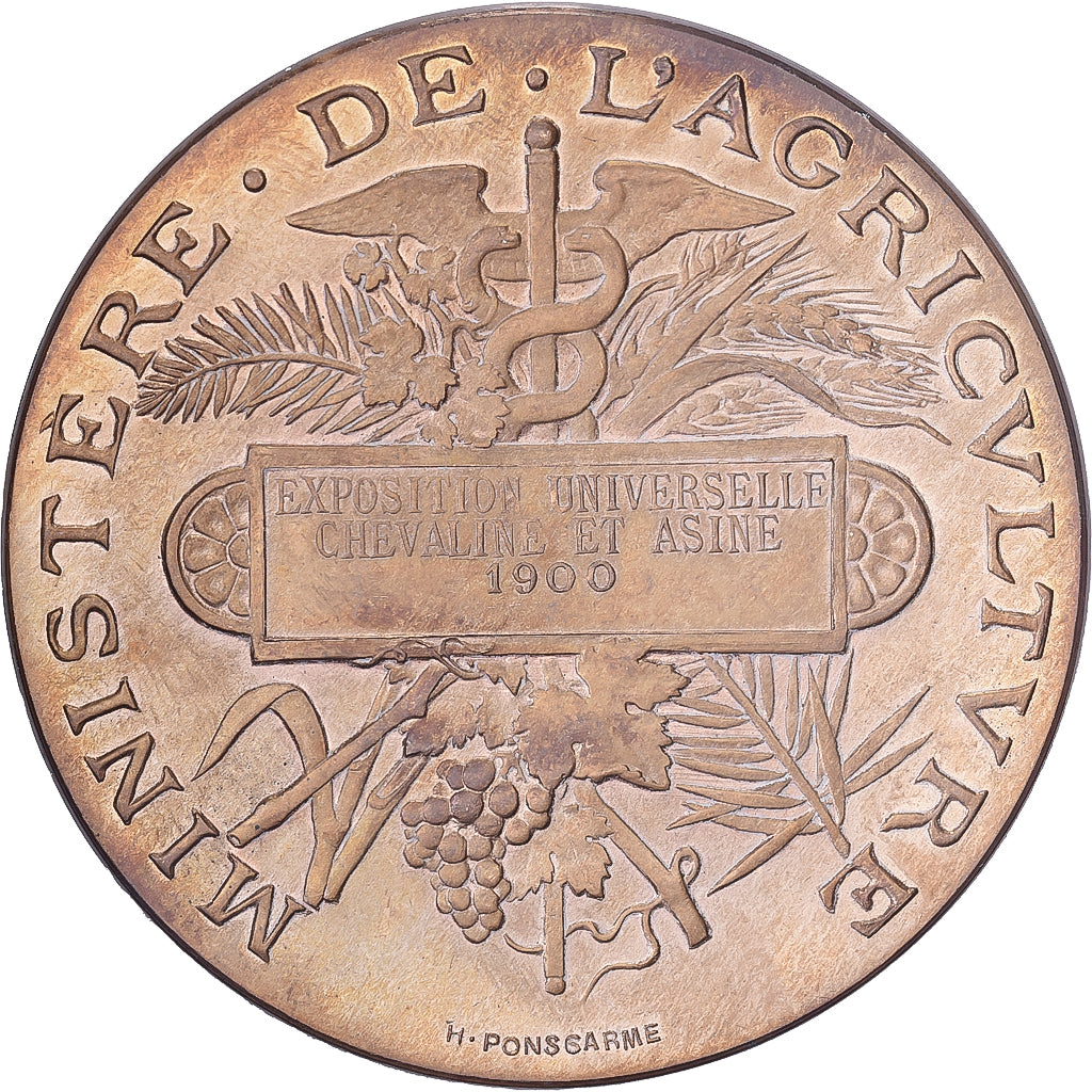 França, medalha, Exposition Universelle, Chevaline et Asine, 1900, Bronze