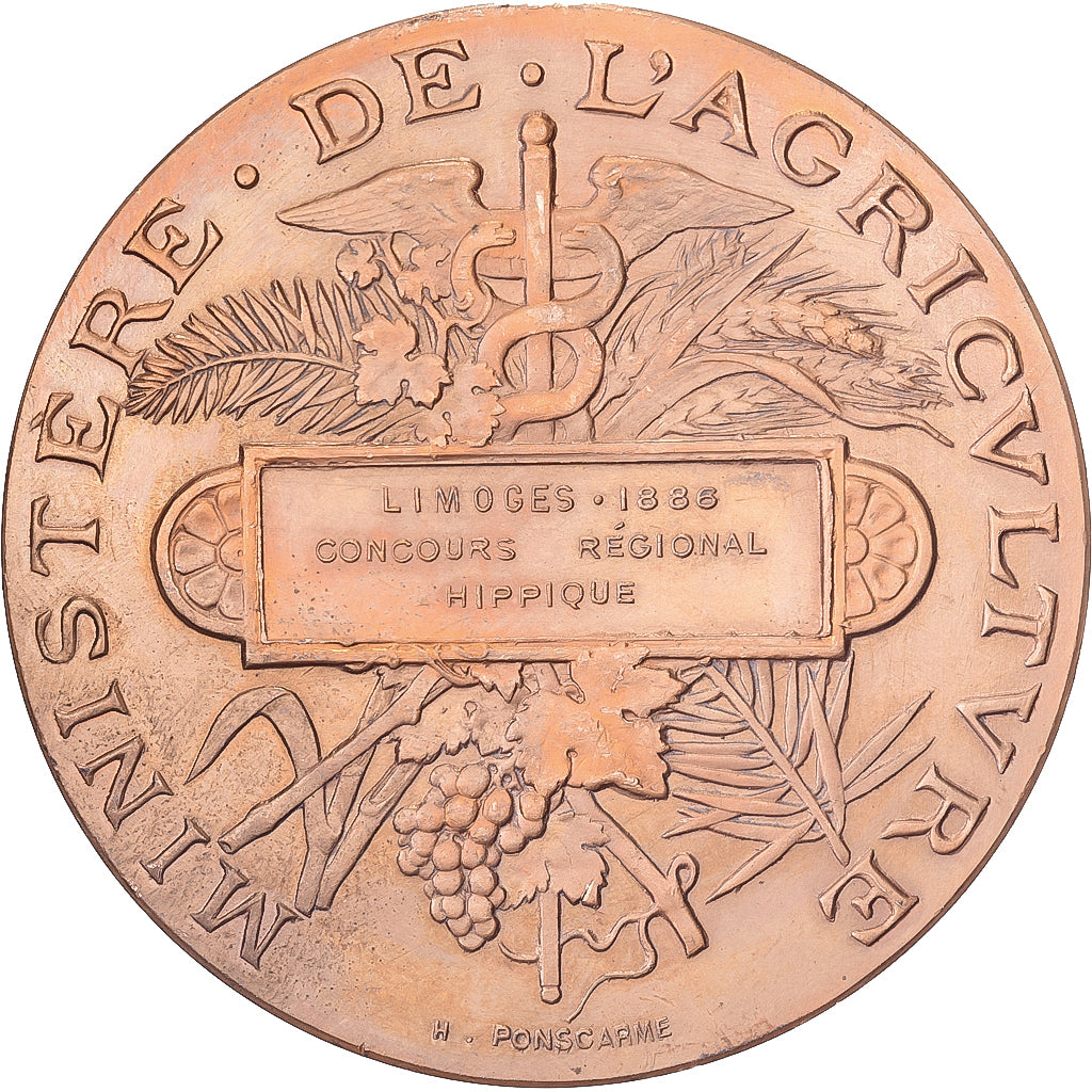 France, Medal, Concours Régional Hippique de Limoges, 1886, Bronze, Ponscarme