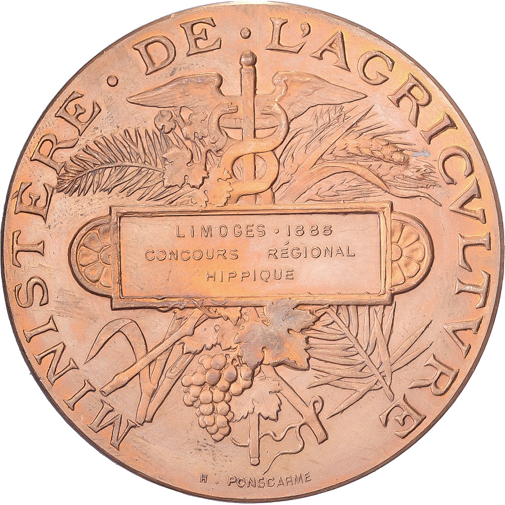 France, Medal, Concours Régional Hippique de Limoges, 1886, Bronze, Ponscarme
