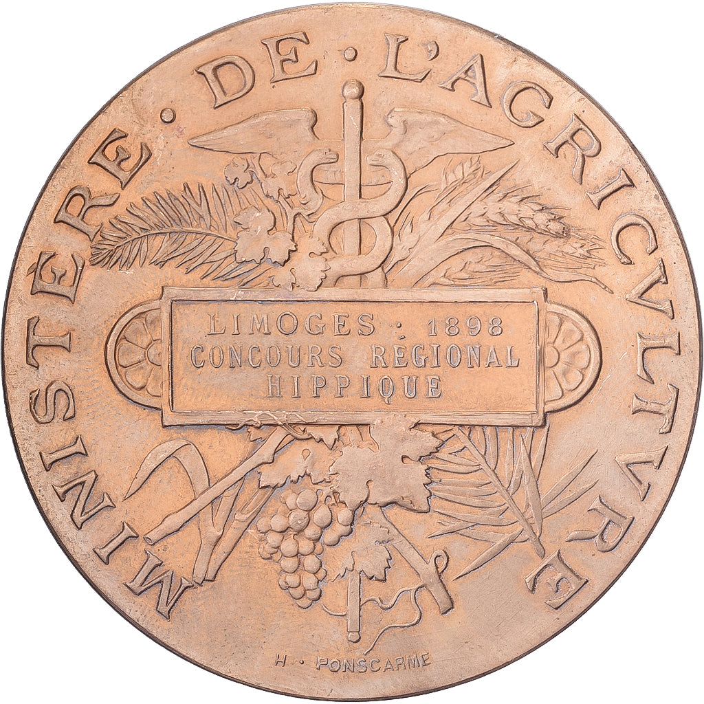 France, Medal, Concours Régional Hippique de Limoges, 1898, Bronze, Ponscarme