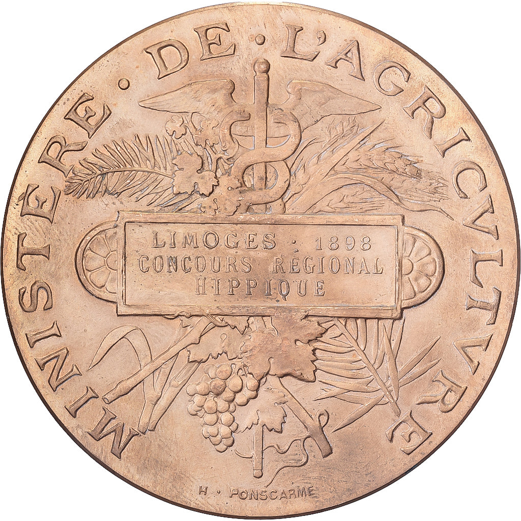 France, Medal, Concours Régional Hippique de Limoges, 1898, Bronze, Ponscarme