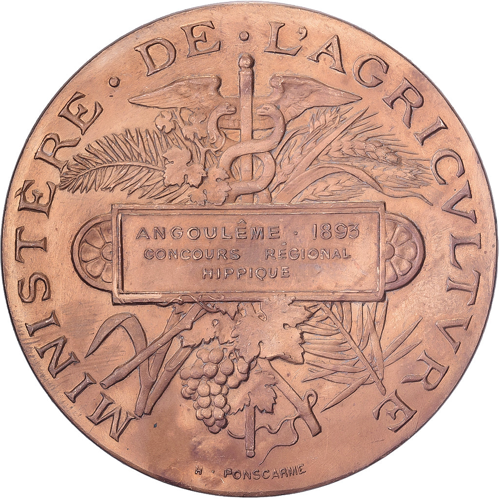 France, Medal, Concours Régional Hippique d'Angoulême, 1893, Bronze