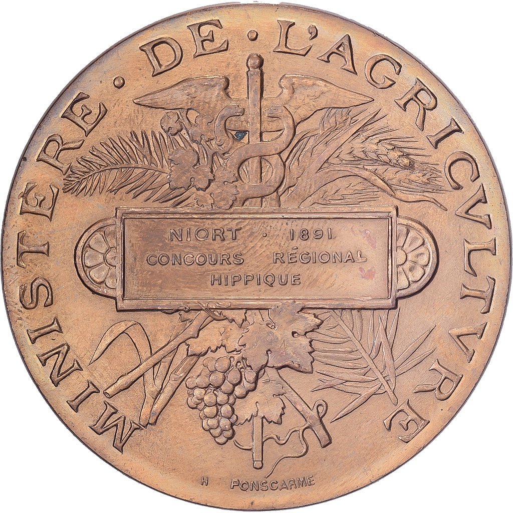 France, Medal, Concours Régional Hippique de Niort, 1891, Bronze, Ponscarme
