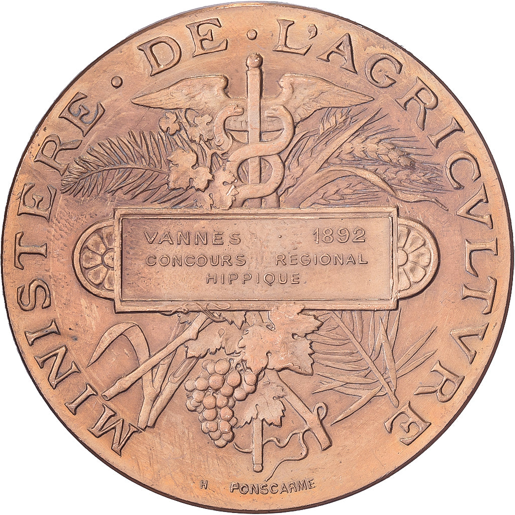 France, Medal, Concours Régional Hippique de Vannes, 1892, Bronze, Ponscarme