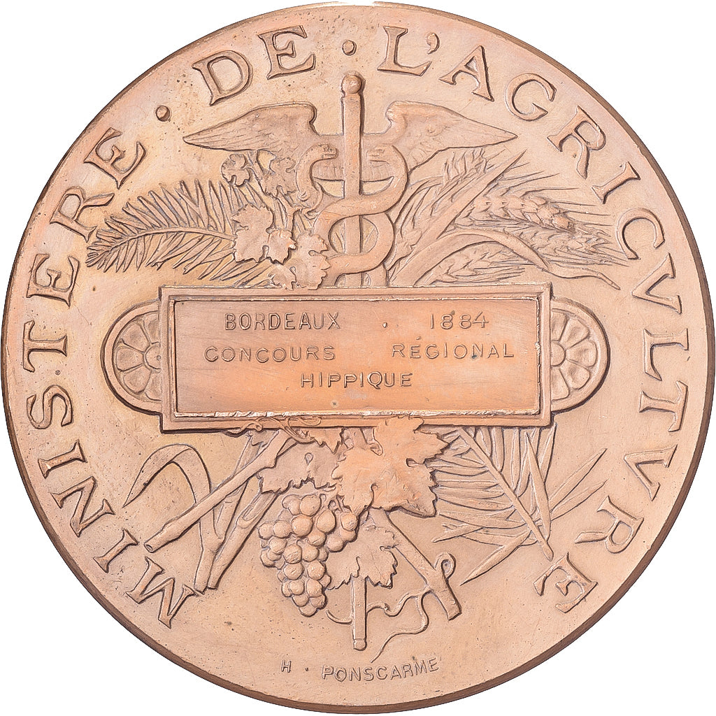 France, Medal, Concours Regional Hippique de Bordeaux, 1884, Bronze, Ponscarme