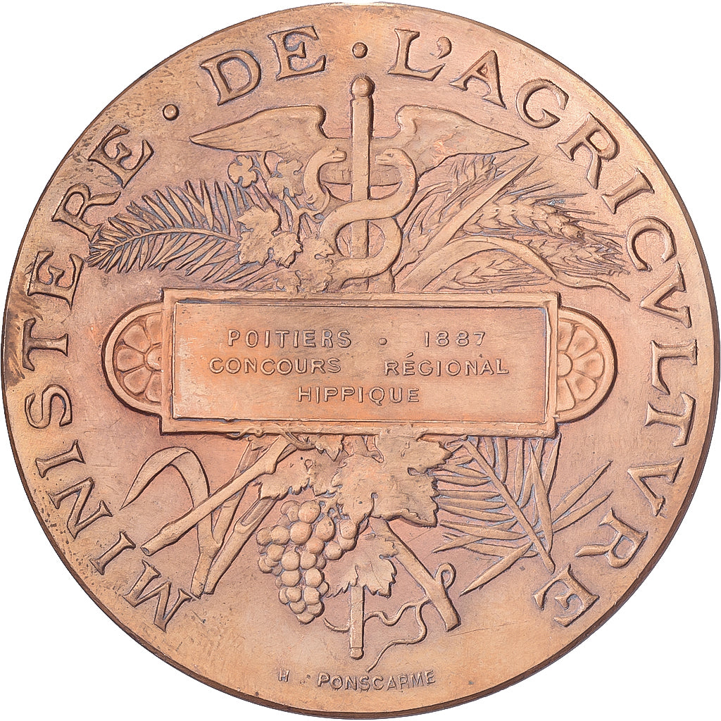 France, Medal, Concours Régional Hippique de Poitiers, 1887, Bronze, Ponscarme