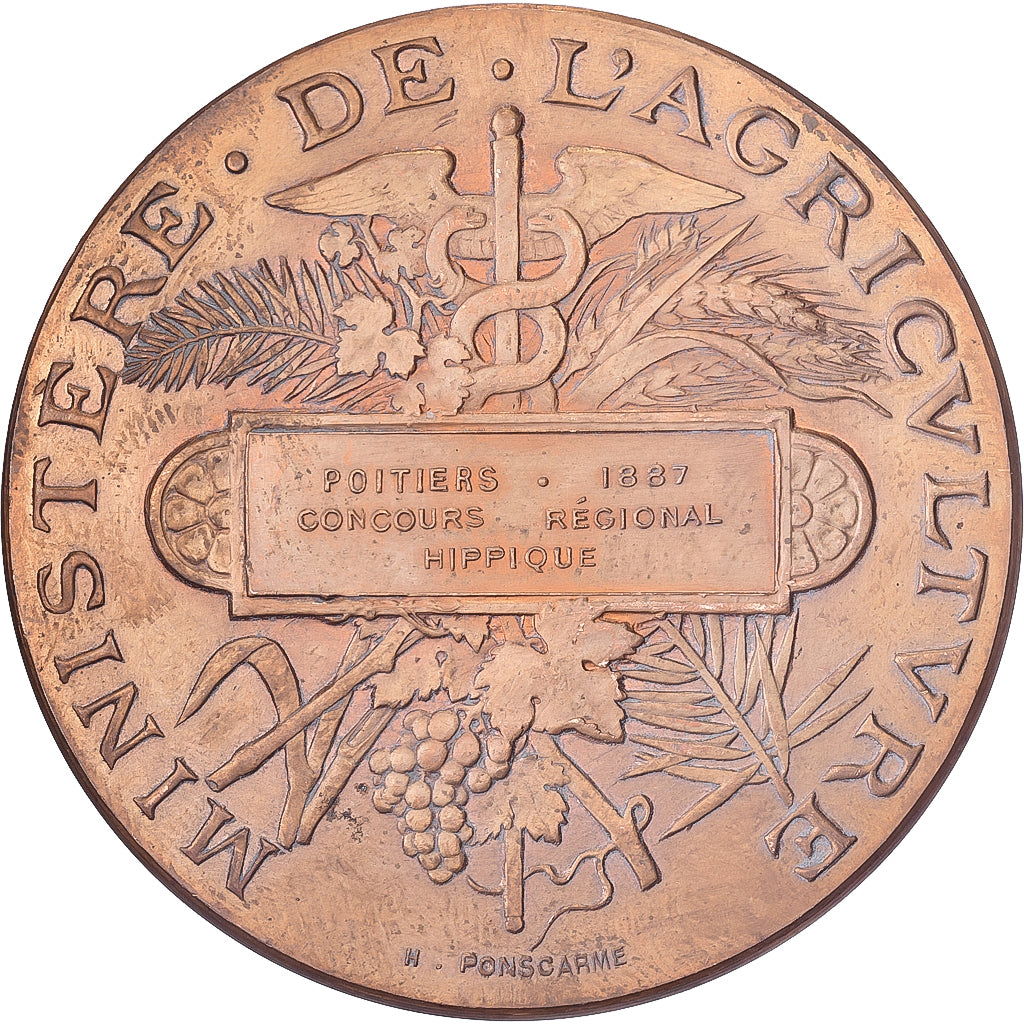 France, Médaille, Concours Régional Hippique de Poitiers, 1887, Bronze, TTB+