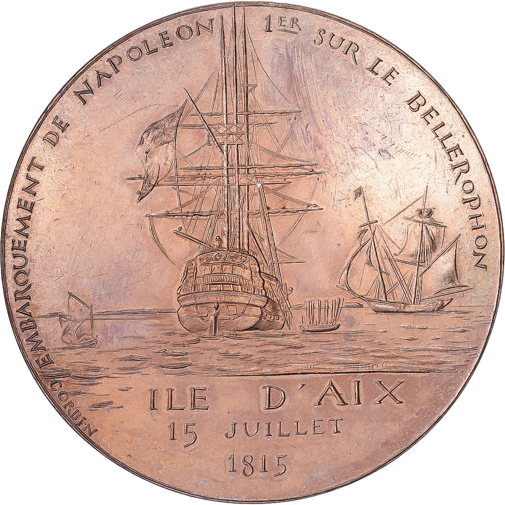 Francia, medalla, Embarquement De Napoléon Ier sur le Bellerophon, Bronce