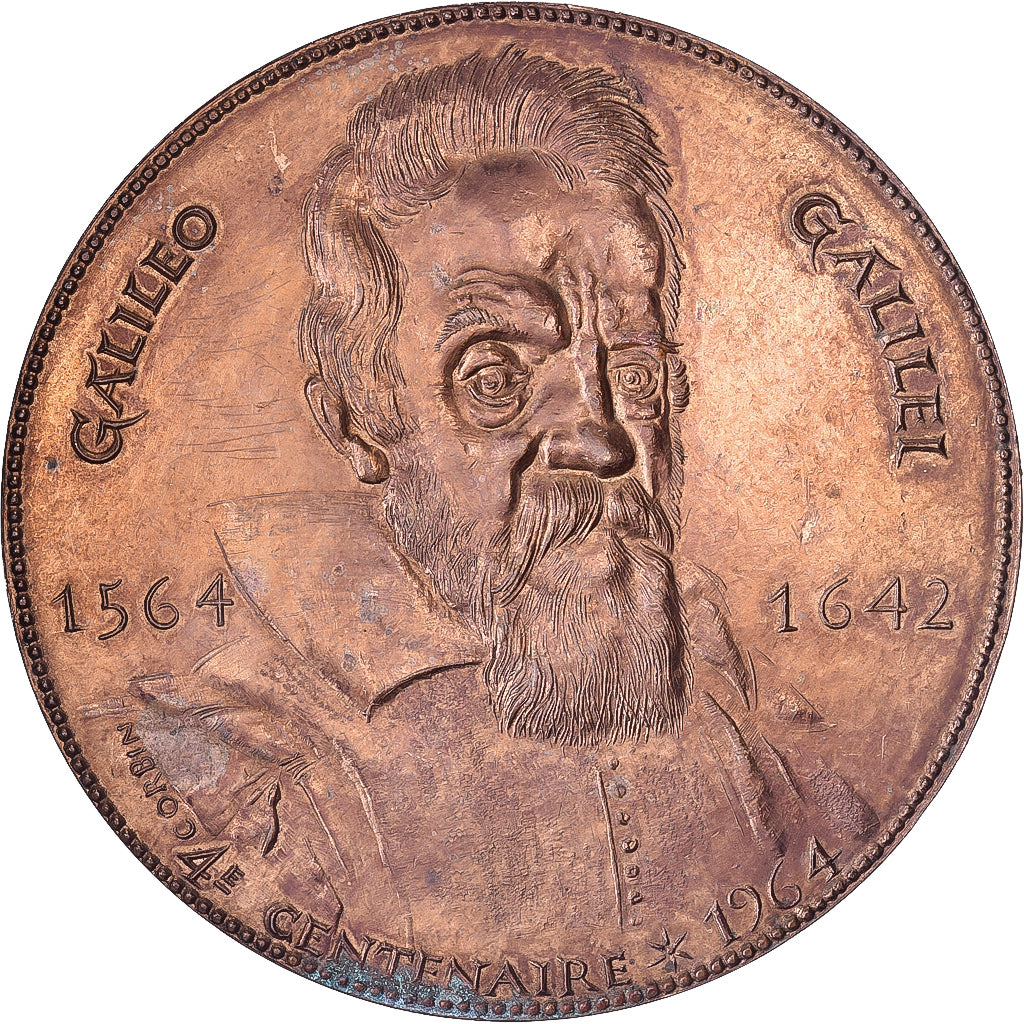 France, Medal, 4e centenaire de naissance de Galilée, 1964, Bronze, Corbin