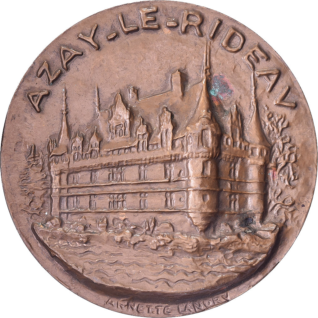 Francia, medalla, Château d'Azay-le-Rideau, Femme Nue, Bronce, Annette Landry