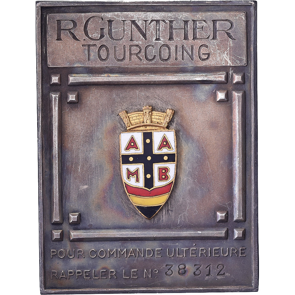France, Plaque, Publicitaire, Raoul Gunther Tourcoing, Métal, AU(55-58)