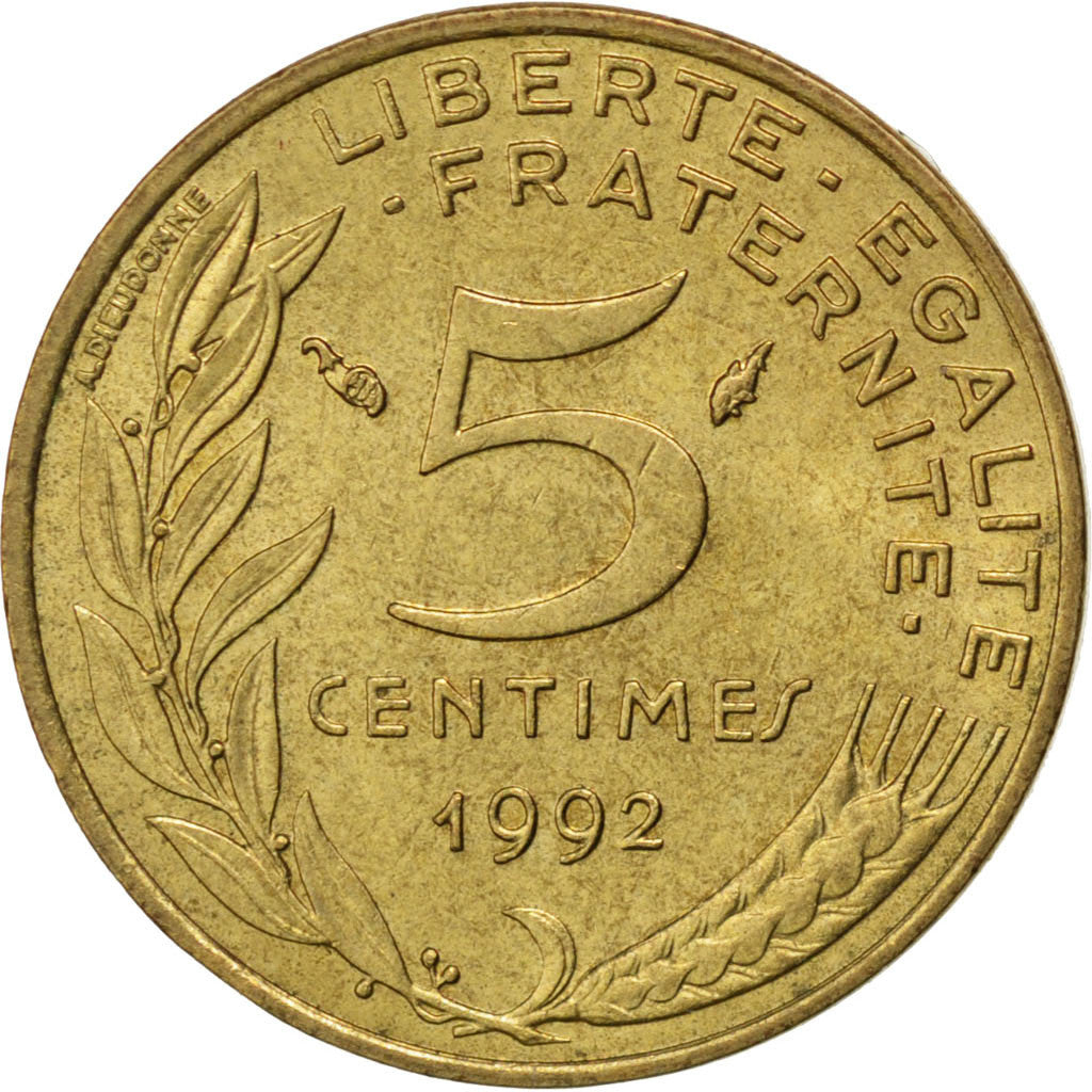 Coin, France, Marianne, 5 Centimes, 1992, AU(55-58), Aluminum-Bronze, KM:933