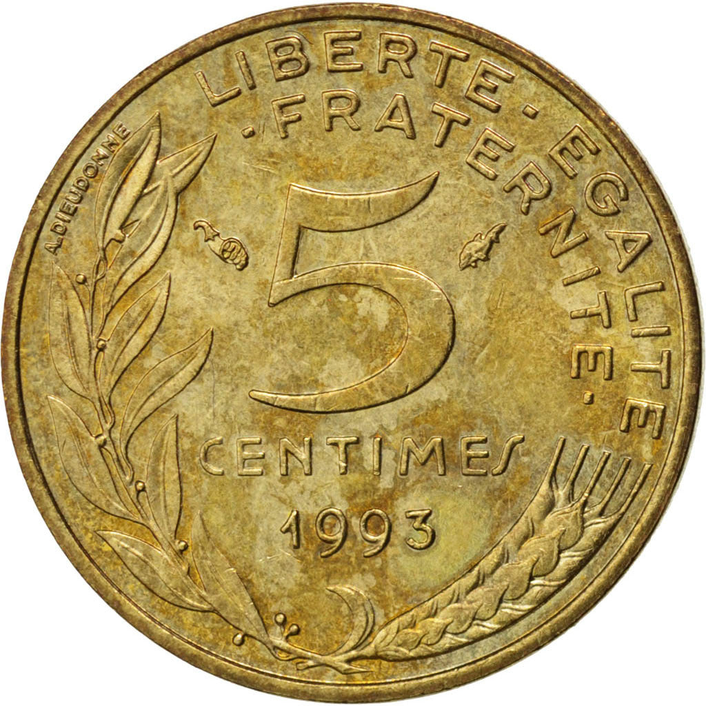Coin, France, Marianne, 5 Centimes, 1993, MS(63), Aluminum-Bronze, KM:933