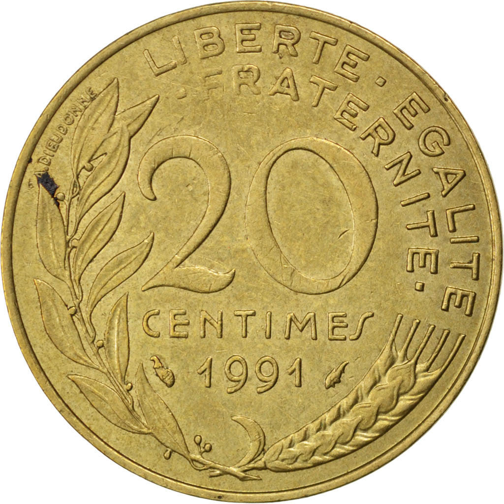 Coin, France, Marianne, 20 Centimes, 1991, EF(40-45), Aluminum-Bronze, KM:930