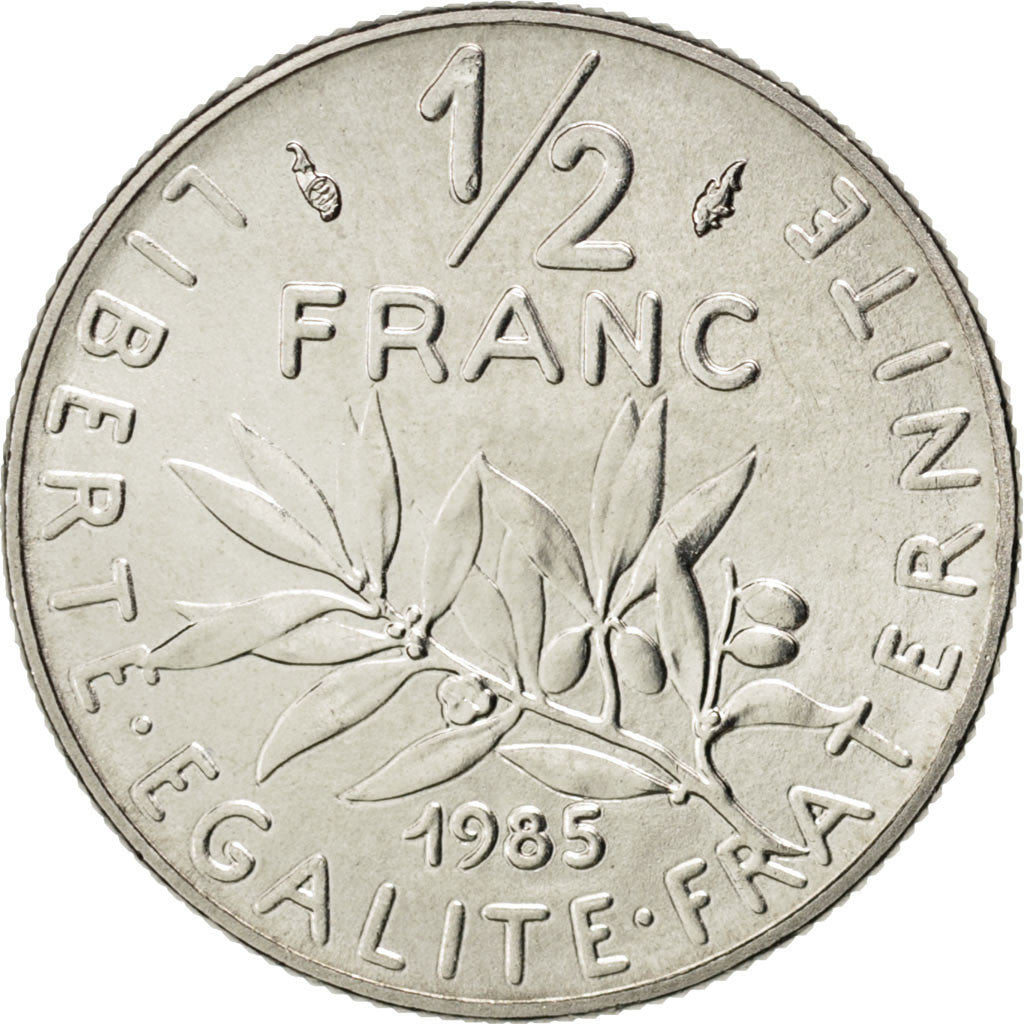 Coin, France, Semeuse, 1/2 Franc, 1985, MS(63), Nickel, KM:931.1, Gadoury:429