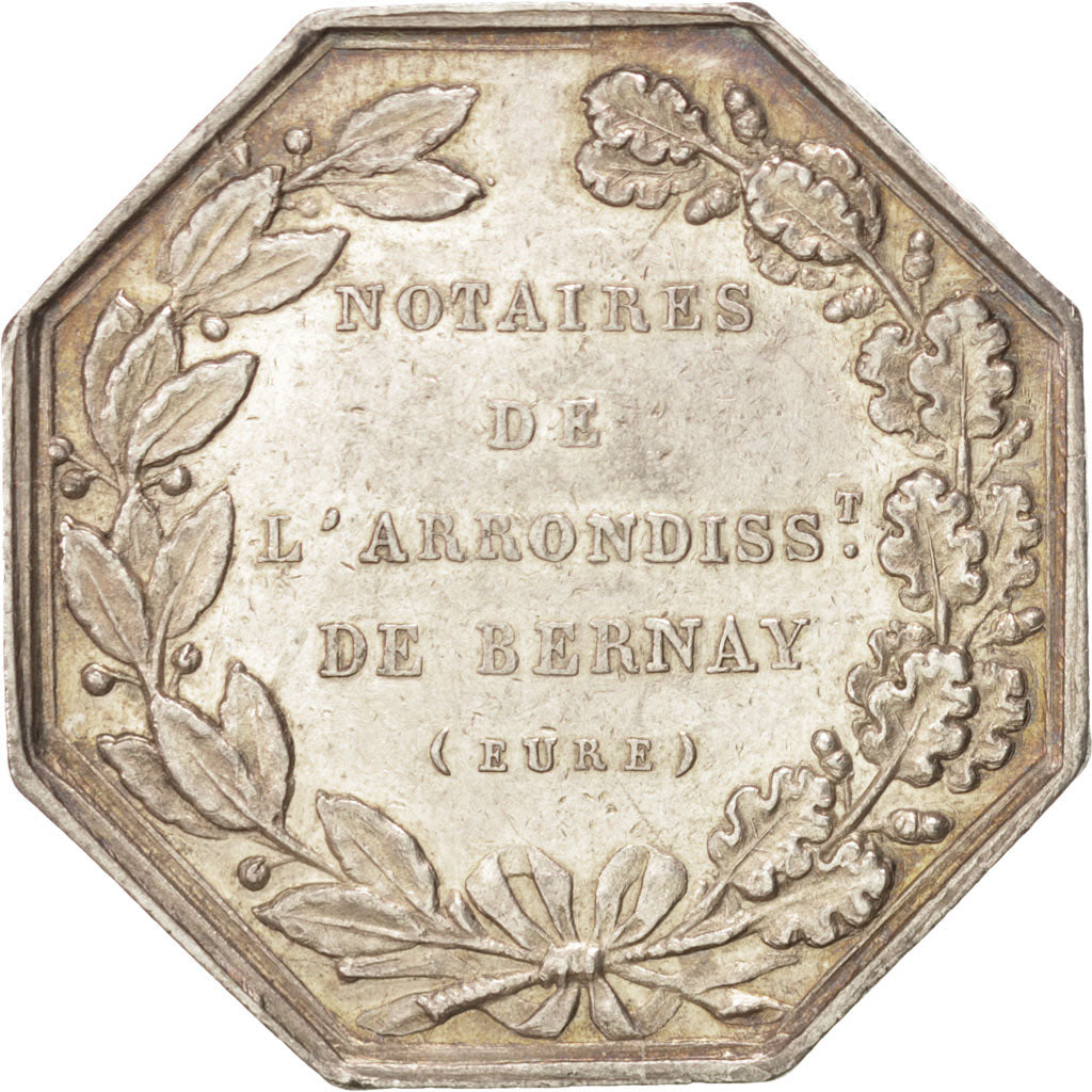 France, Token, Notaires de l'Arrondissement de Bernay, Eure, n.d., Silver