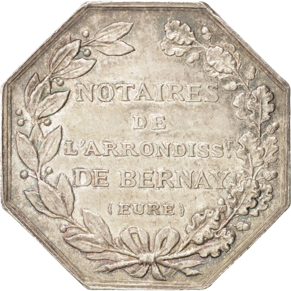 France, Token, Notaires de l'Arrondissement de Bernay, Eure, n.d., Silver