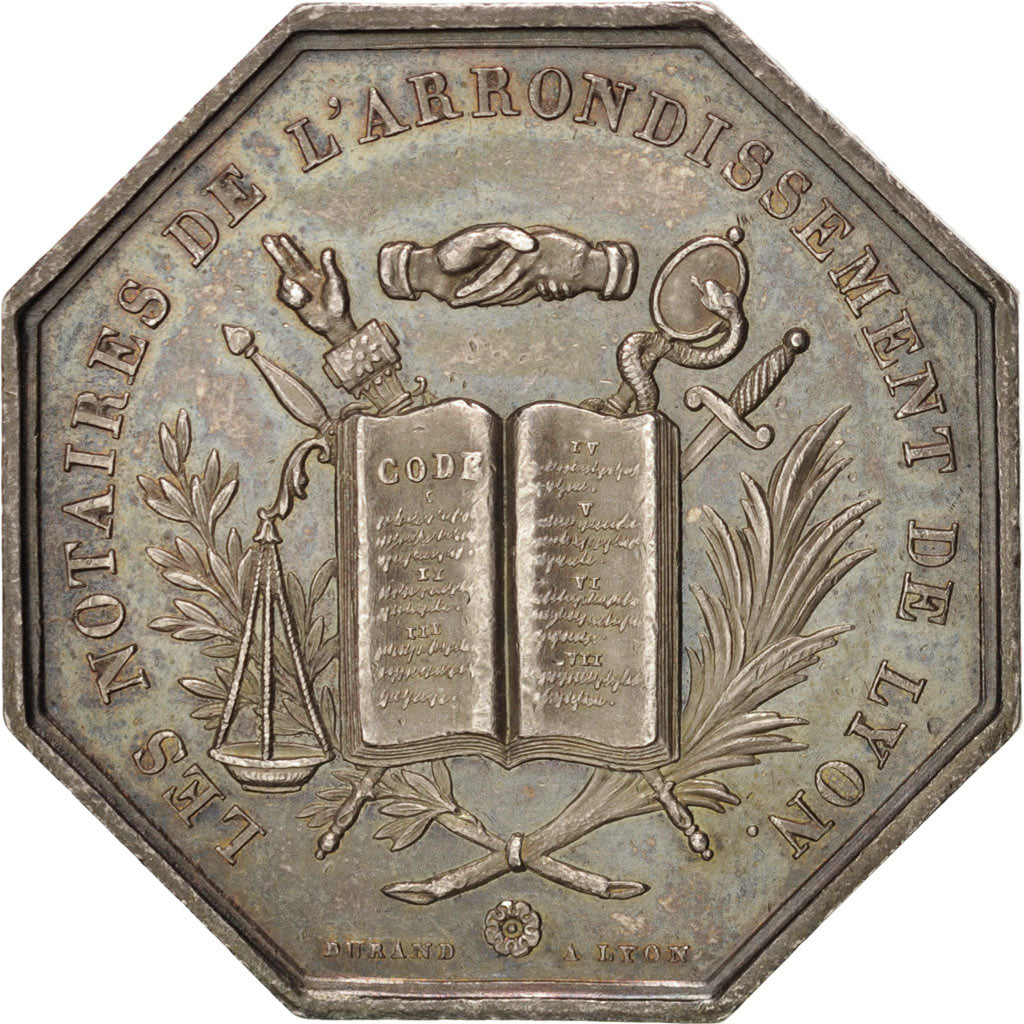 France, Token, Notary, MS(60-62), Silver, Lerouge:173